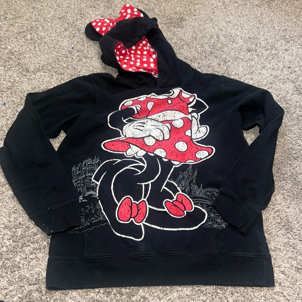 Disney Parks Minnie Mouse Sweatshirt Hoodie with ears Large